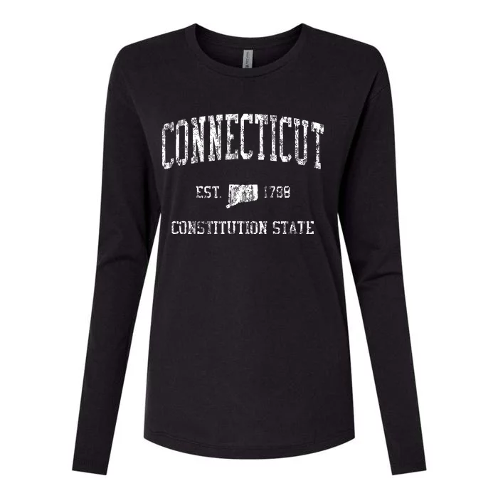 Retro Connecticut T Vintage Sports Design Womens Cotton Relaxed Long Sleeve T-Shirt