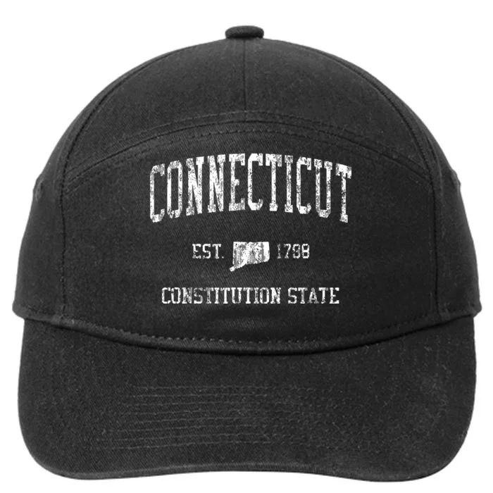 Retro Connecticut T Vintage Sports Design 7-Panel Snapback Hat