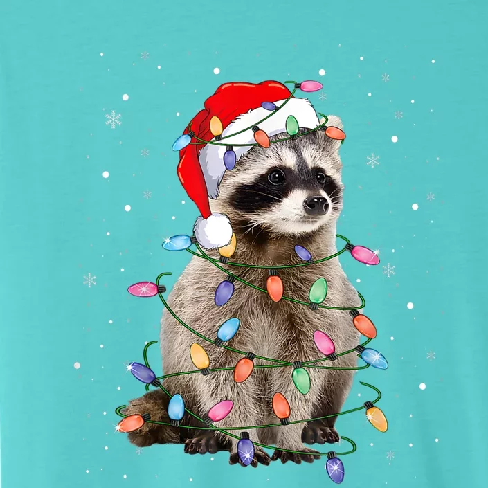 Raccoon Christmas Tree Lights Pajama Santa Racoon Lover Xmas ChromaSoft Performance T-Shirt