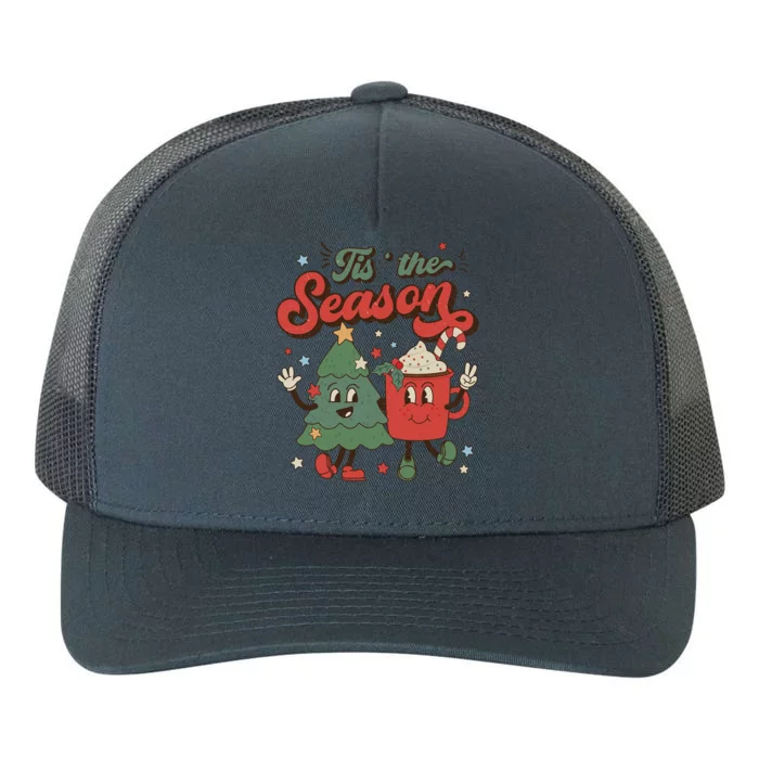 Retro Christmas Tis The Season Christmas Tree Coffee Latte Gift Yupoong Adult 5-Panel Trucker Hat