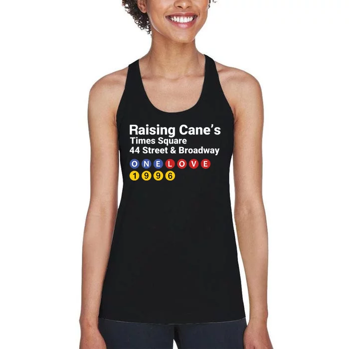 Raising Canes Times Square Fast Food Lover Women's Racerback Tank