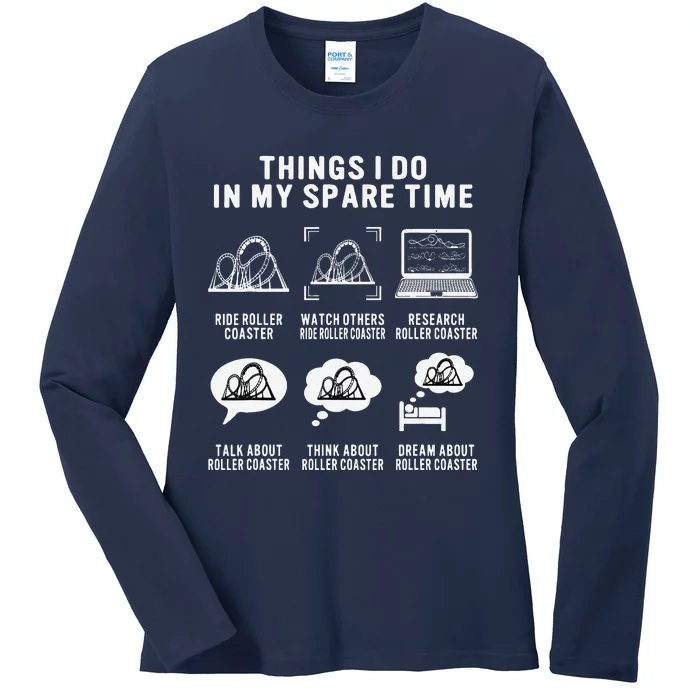 Roller Coaster Things I Do In My Spare Time Roller Coaster Ladies Long Sleeve Shirt