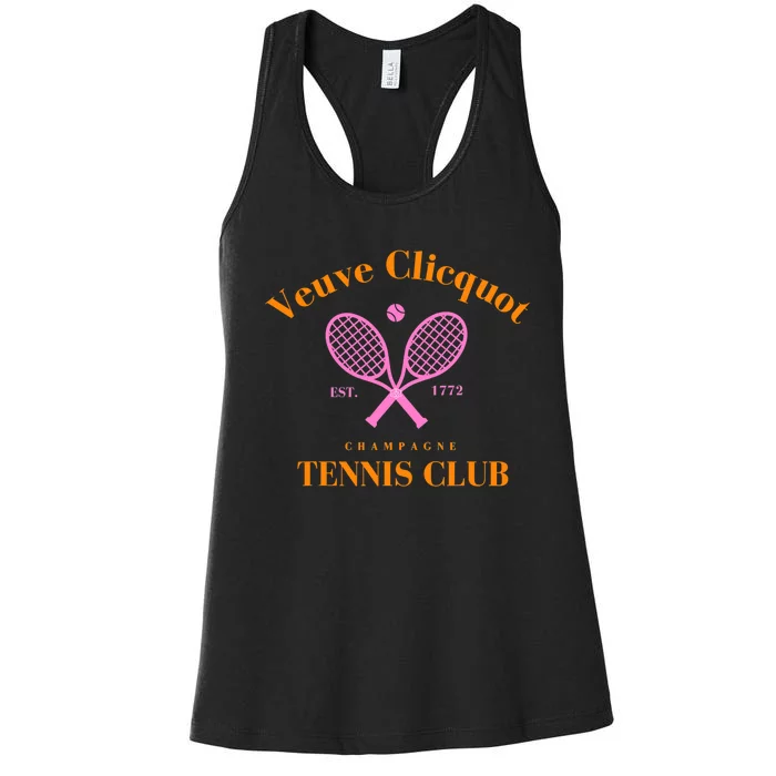 Retro Champagne Tennis Club  Best Gift Costume Halloween Xmas Women's Racerback Tank