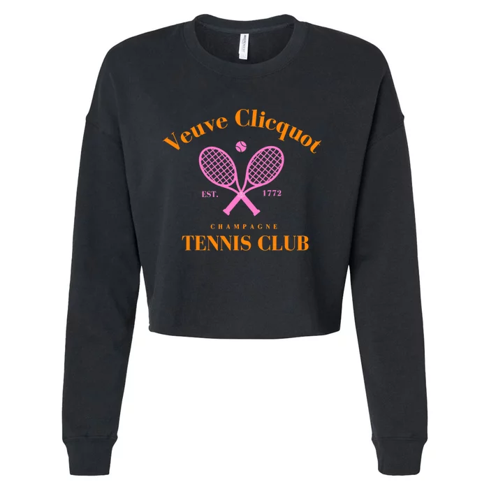 Retro Champagne Tennis Club  Best Gift Costume Halloween Xmas Cropped Pullover Crew