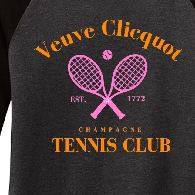 Retro Champagne Tennis Club  Best Gift Costume Halloween Xmas Women's Tri-Blend 3/4-Sleeve Raglan Shirt