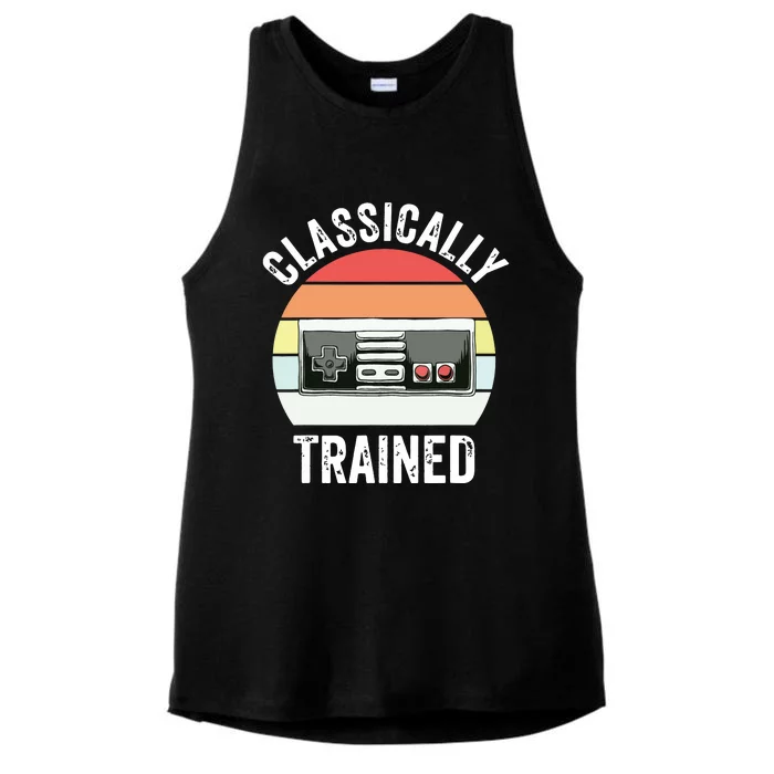 Retro Classically Trained Vintage Video Gamer Gaming Ladies Tri-Blend Wicking Tank