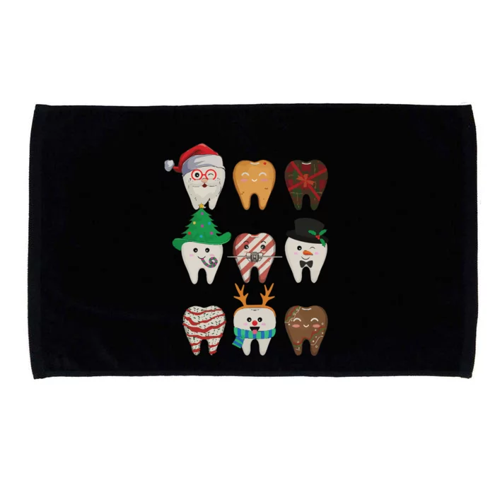 Retro Christmas Teeth Dentist Xmas Dentistree Tooth Tree Microfiber Hand Towel