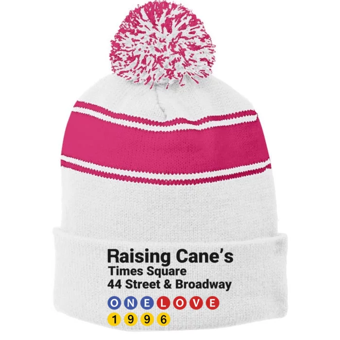 Raising Canes Times Square Fast Food Lover Stripe Pom Pom Beanie