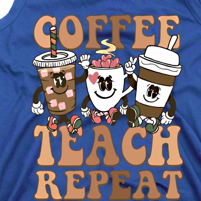 Retro Coffee Teach Repeat Teacher's Day Coffee Lover Gift Tank Top