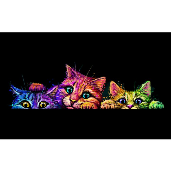 Realistic Cat Trio Colorful Abstract Design Bumper Sticker