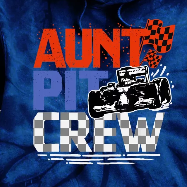 Race Car Themed Birthday Party Gift Aunt Pit Crew Costume Tie Dye Hoodie