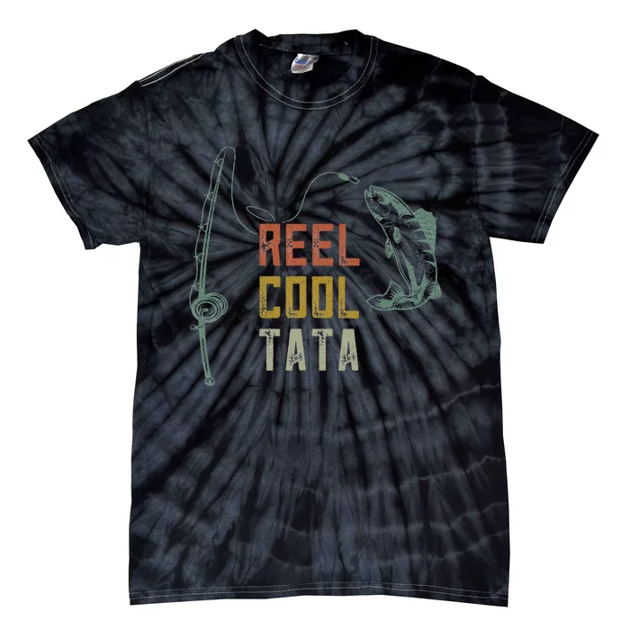 Reel Cool Tata Fishing  Fun Fathers Day Indian Grandpa Tie-Dye T-Shirt