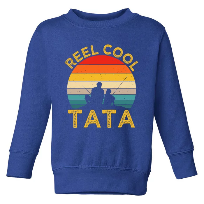 Reel Cool Tata Fishing Daddy Vintage Grandpa Fathers Day Gift Toddler Sweatshirt