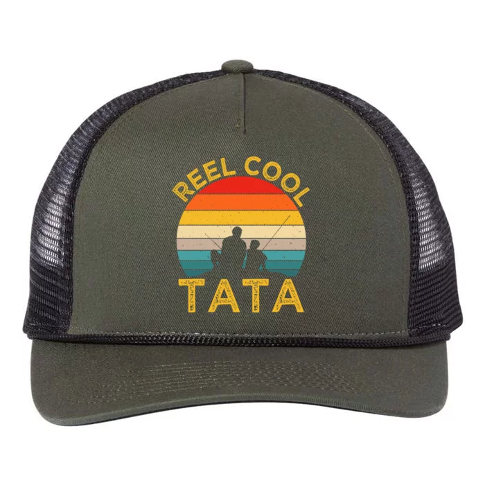 Reel Cool Tata Fishing Daddy Vintage Grandpa Fathers Day Gift Retro Rope Trucker Hat Cap