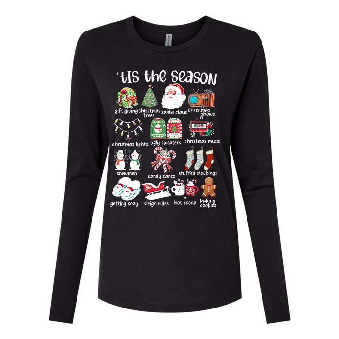 Retro Christmas Tis The Season Womens Cotton Relaxed Long Sleeve T-Shirt