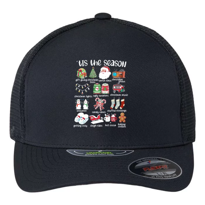 Retro Christmas Tis The Season Flexfit Unipanel Trucker Cap