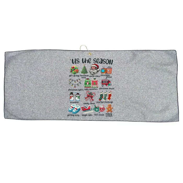 Retro Christmas Tis The Season Large Microfiber Waffle Golf Towel