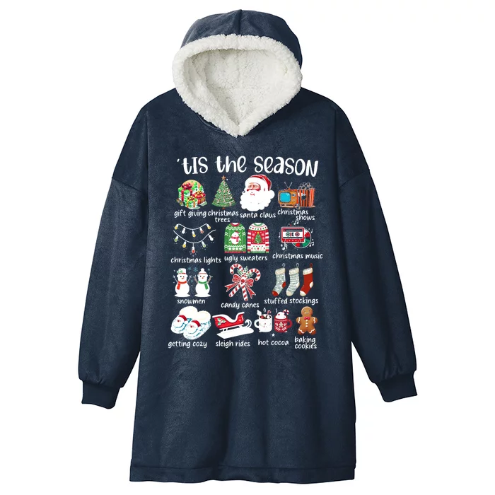 Retro Christmas Tis The Season Hooded Wearable Blanket