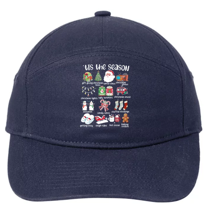 Retro Christmas Tis The Season 7-Panel Snapback Hat