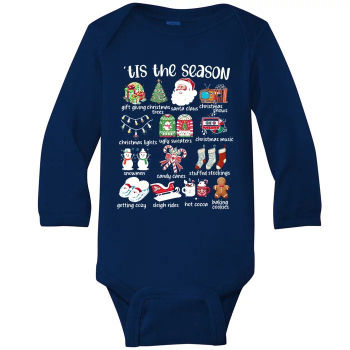 Retro Christmas Tis The Season Baby Long Sleeve Bodysuit