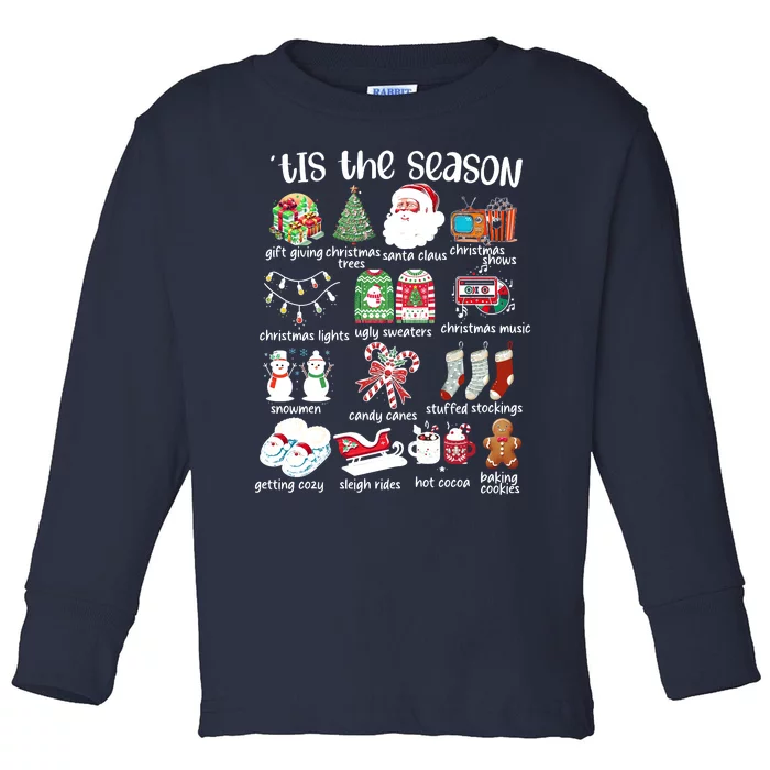 Retro Christmas Tis The Season Toddler Long Sleeve Shirt