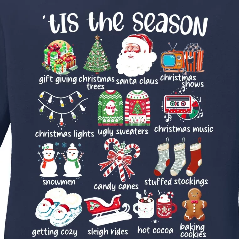 Retro Christmas Tis The Season Ladies Long Sleeve Shirt