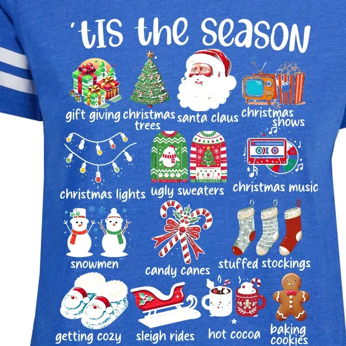 Retro Christmas Tis The Season Enza Ladies Jersey Football T-Shirt