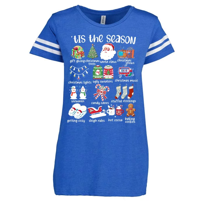 Retro Christmas Tis The Season Enza Ladies Jersey Football T-Shirt