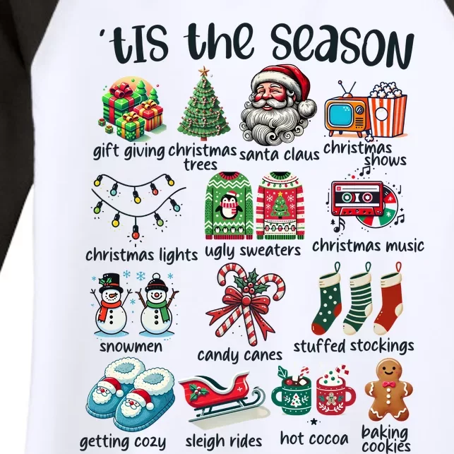 Retro Christmas Tis The Season Women's Tri-Blend 3/4-Sleeve Raglan Shirt