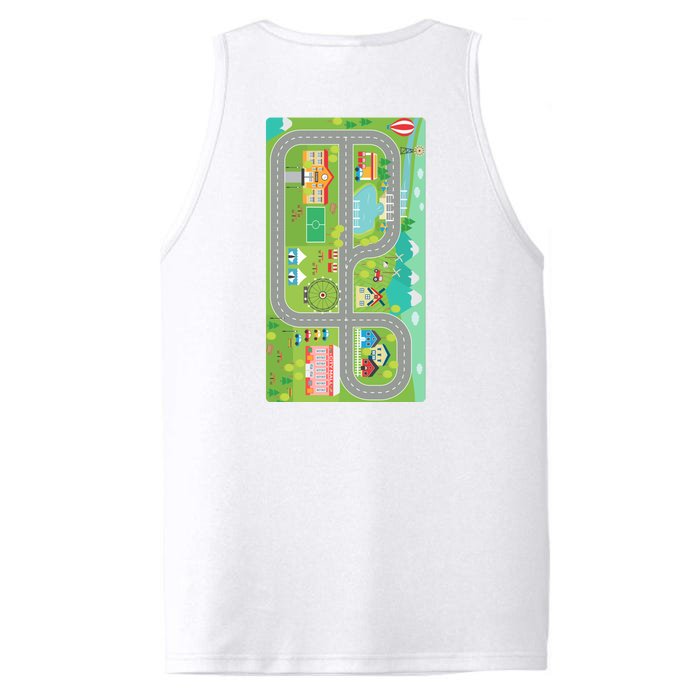 Race Car Track Funny Parent Trap Front & Back Performance Tank