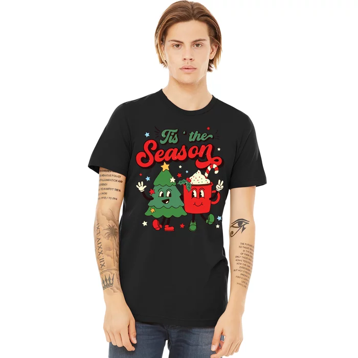 Retro Christmas Tis The Season Christmas Tree Coffee Latte Premium T-Shirt