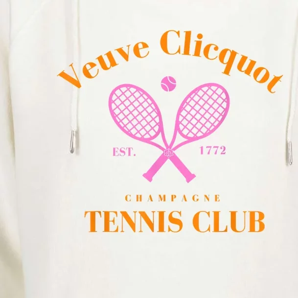 Retro Champagne Tennis Club Womens Funnel Neck Pullover Hood