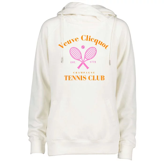 Retro Champagne Tennis Club Womens Funnel Neck Pullover Hood