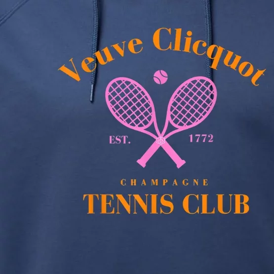 Retro Champagne Tennis Club Performance Fleece Hoodie