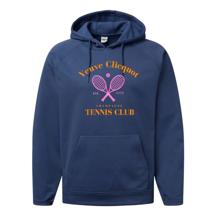 Retro Champagne Tennis Club Performance Fleece Hoodie