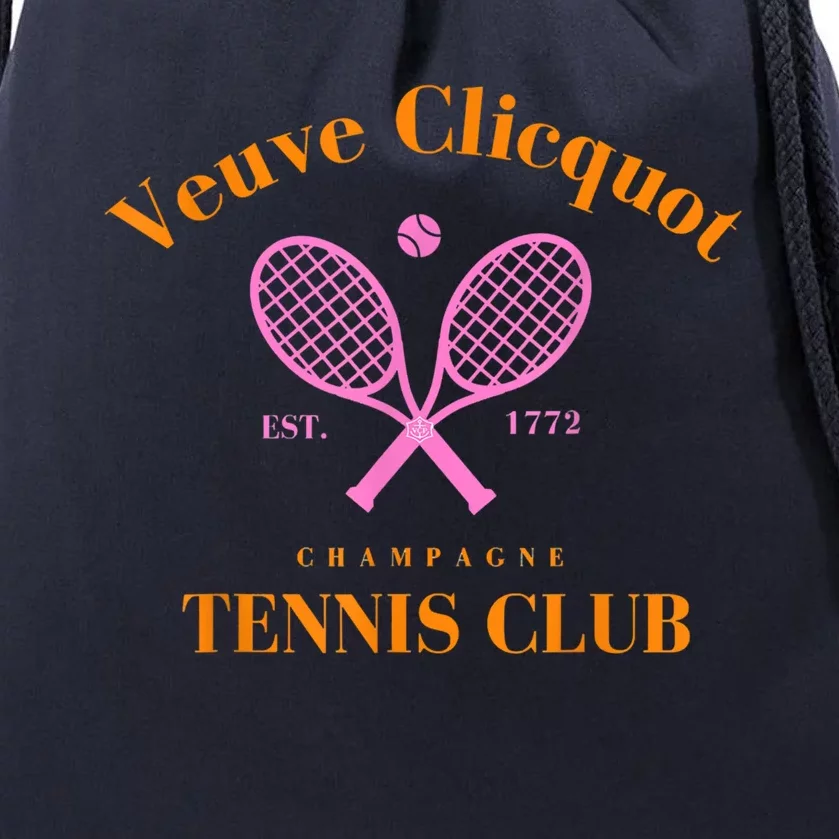 Retro Champagne Tennis Club Drawstring Bag