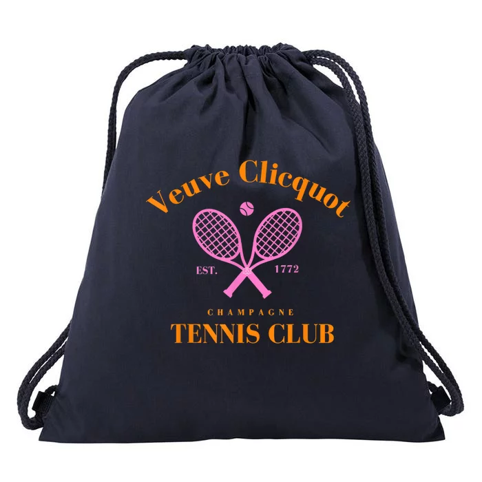 Retro Champagne Tennis Club Drawstring Bag