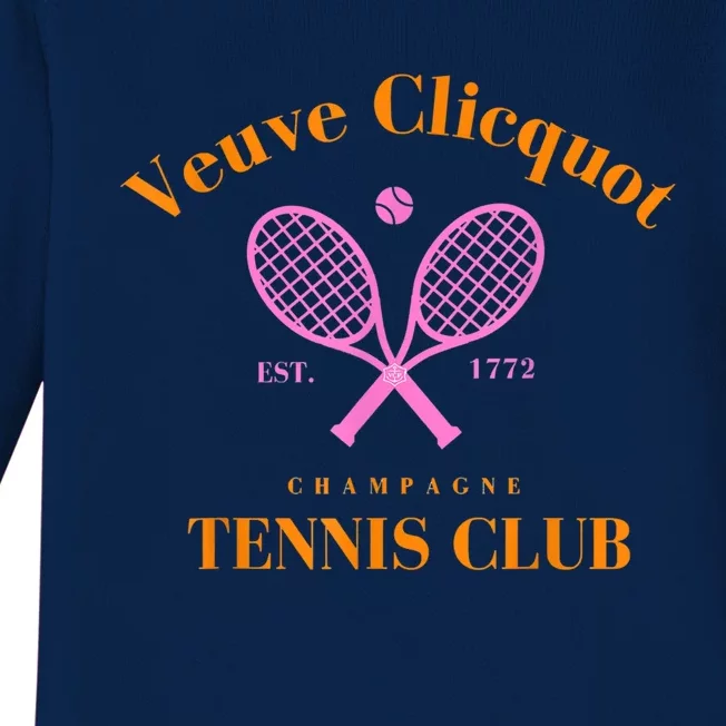 Retro Champagne Tennis Club Baby Long Sleeve Bodysuit