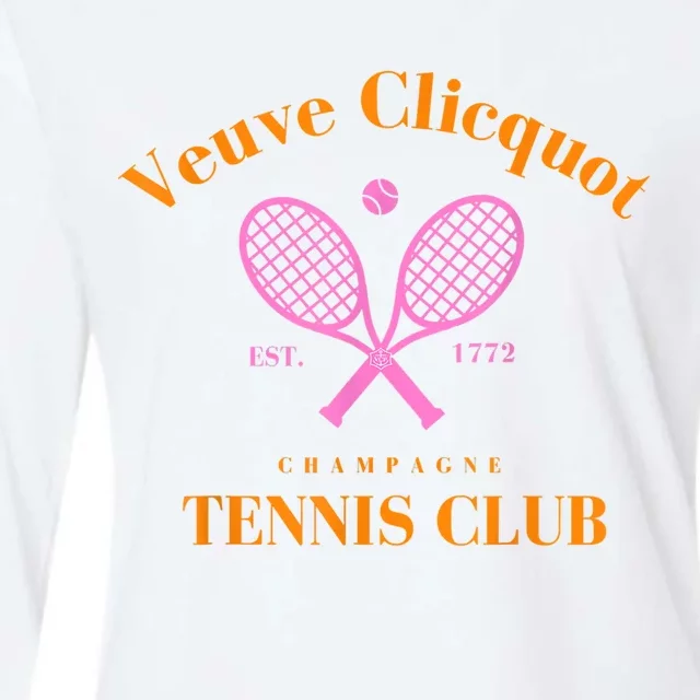 Retro Champagne Tennis Club Womens Cotton Relaxed Long Sleeve T-Shirt