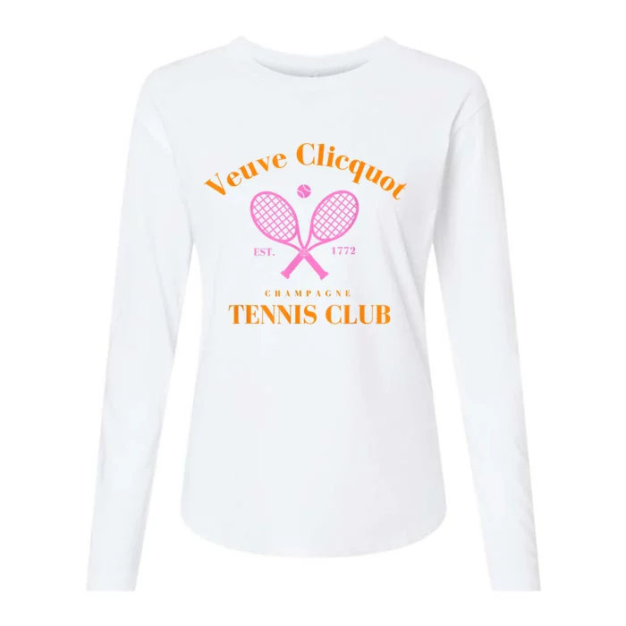 Retro Champagne Tennis Club Womens Cotton Relaxed Long Sleeve T-Shirt