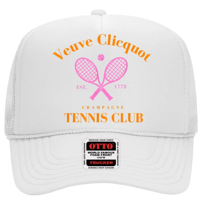 Retro Champagne Tennis Club High Crown Mesh Trucker Hat