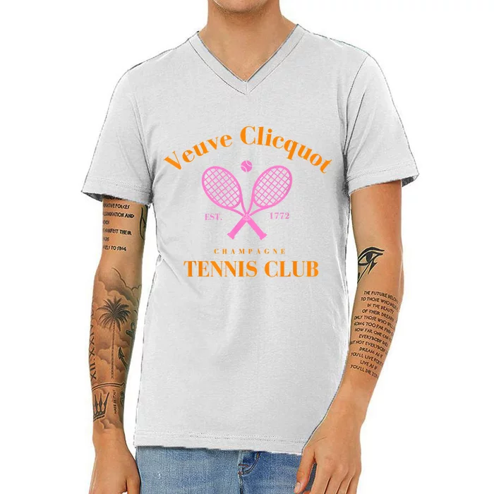 Retro Champagne Tennis Club V-Neck T-Shirt