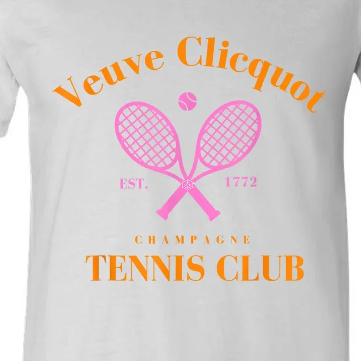 Retro Champagne Tennis Club V-Neck T-Shirt