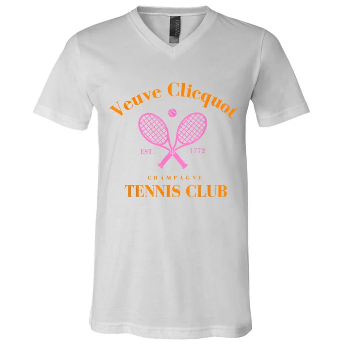 Retro Champagne Tennis Club V-Neck T-Shirt