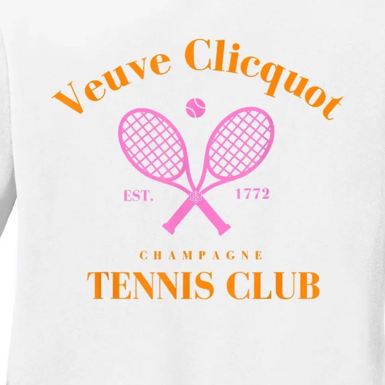 Retro Champagne Tennis Club Ladies Long Sleeve Shirt