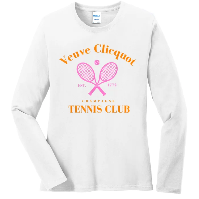 Retro Champagne Tennis Club Ladies Long Sleeve Shirt