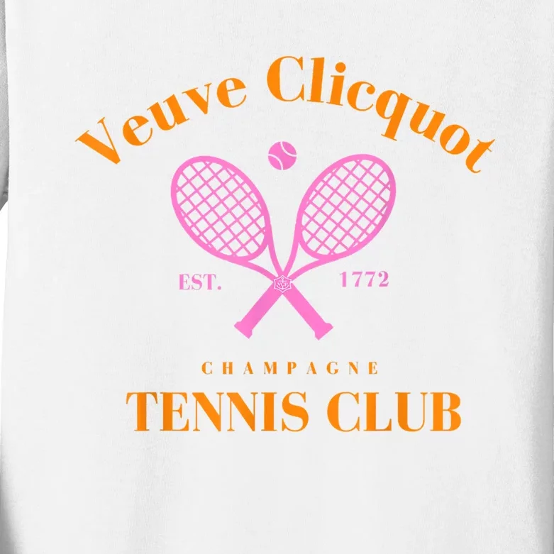 Retro Champagne Tennis Club Kids Long Sleeve Shirt