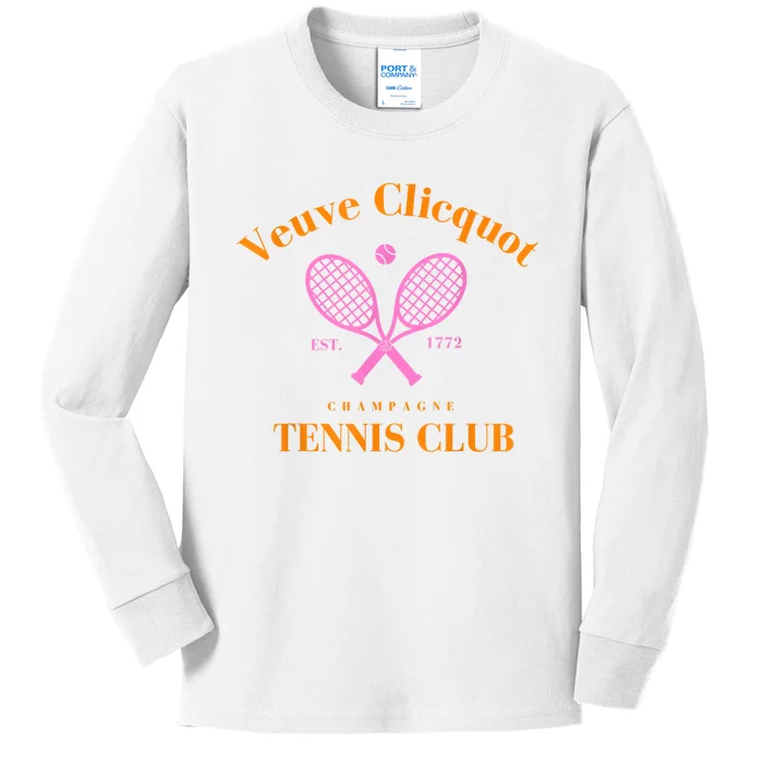 Retro Champagne Tennis Club Kids Long Sleeve Shirt