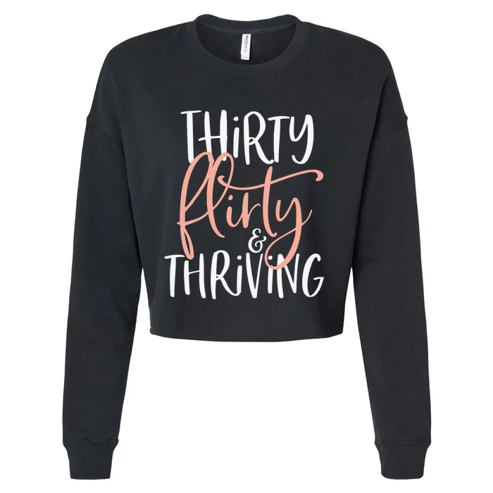 Retro Christmas Thirty Flirty And Thriving Retro Sweatshirt Cropped Pullover Crew