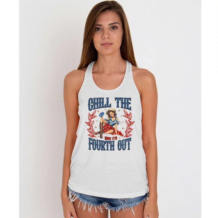 Retro Chill The Fourth Out Since 1776 Women's Knotted Racerback Tank